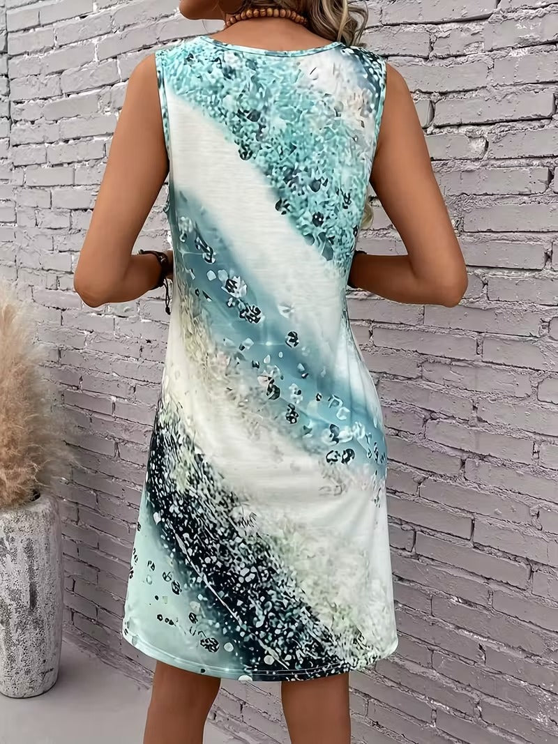Dreamy Whirl Print A-Line Dress