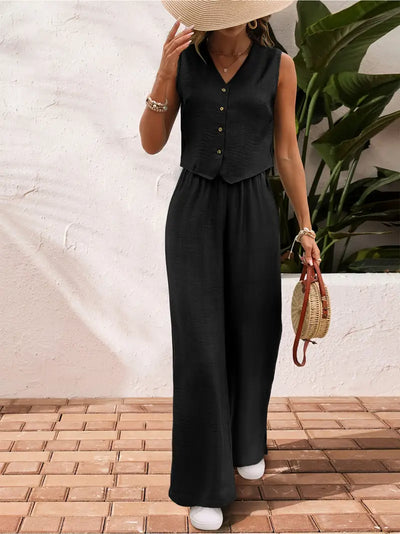 Effortless Charm Button Front Jumpsuit