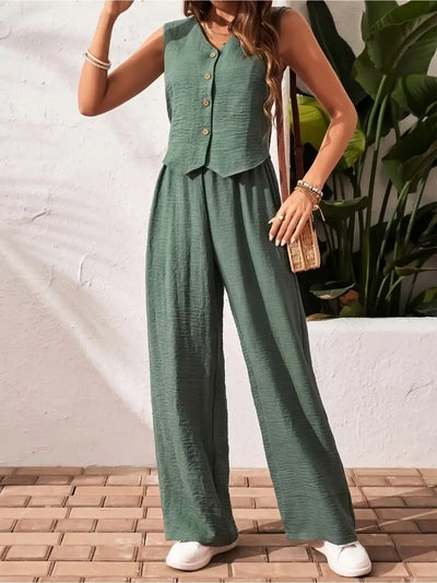 Effortless Charm Button Front Jumpsuit