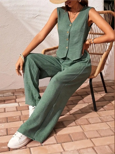 Effortless Charm Button Front Jumpsuit