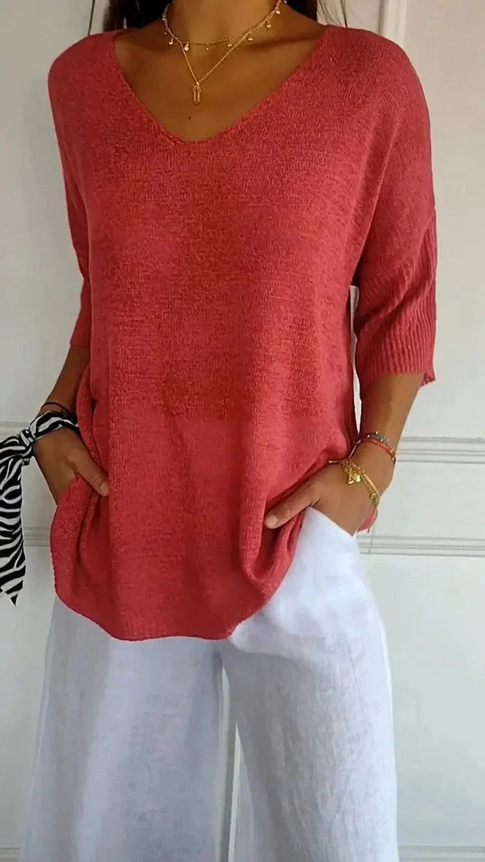 Effortless Grace Rolled Sleeve Top