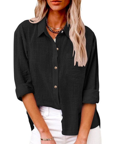Effortless Whisper Button-Up Blouse