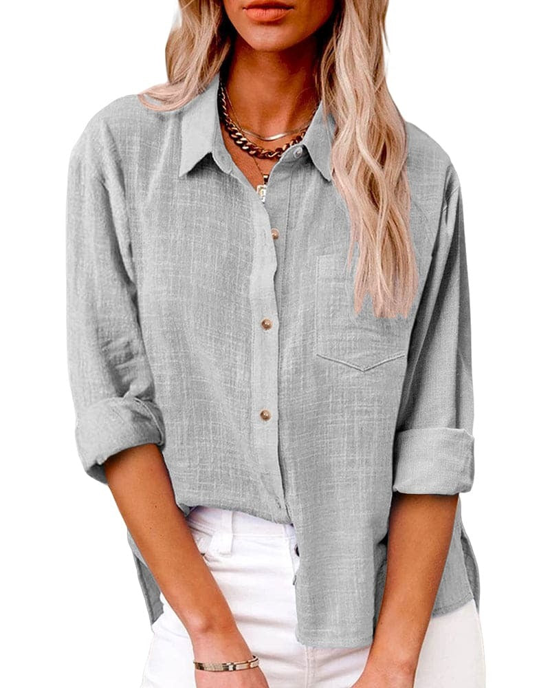 Effortless Whisper Button-Up Blouse