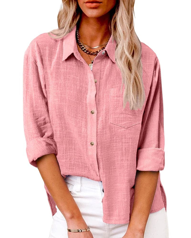 Effortless Whisper Button-Up Blouse