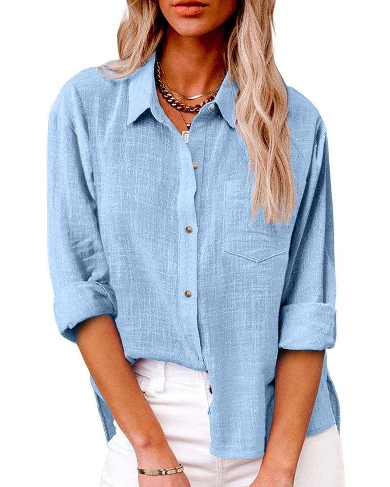 Effortless Whisper Button-Up Blouse