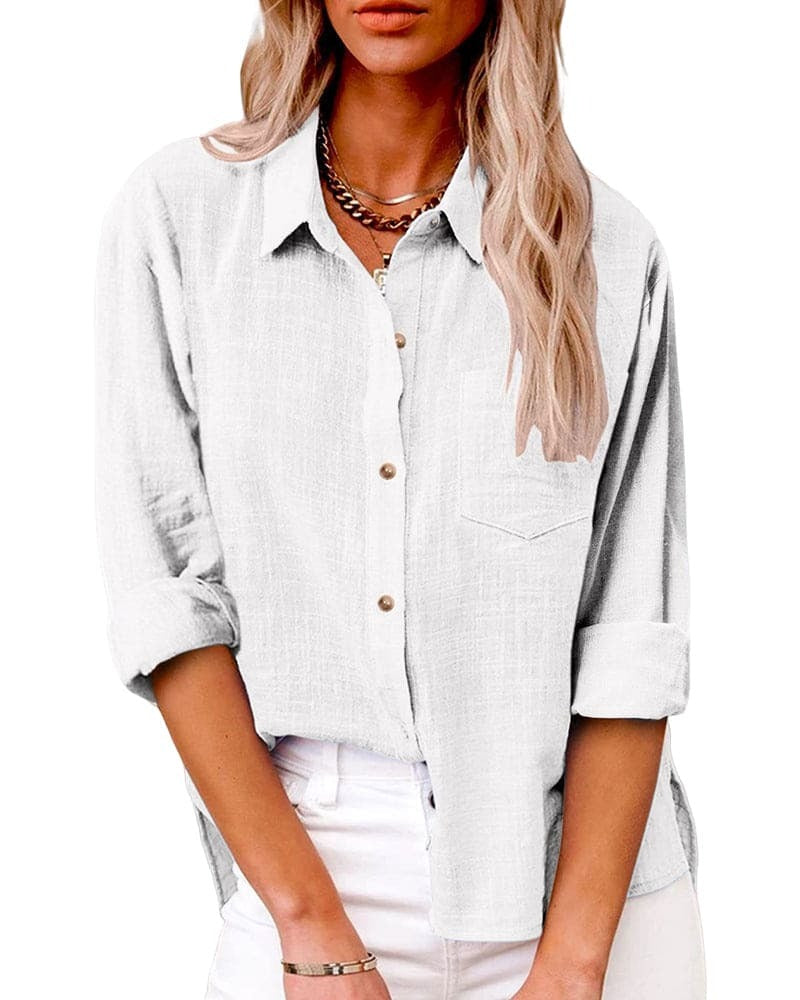 Effortless Whisper Button-Up Blouse