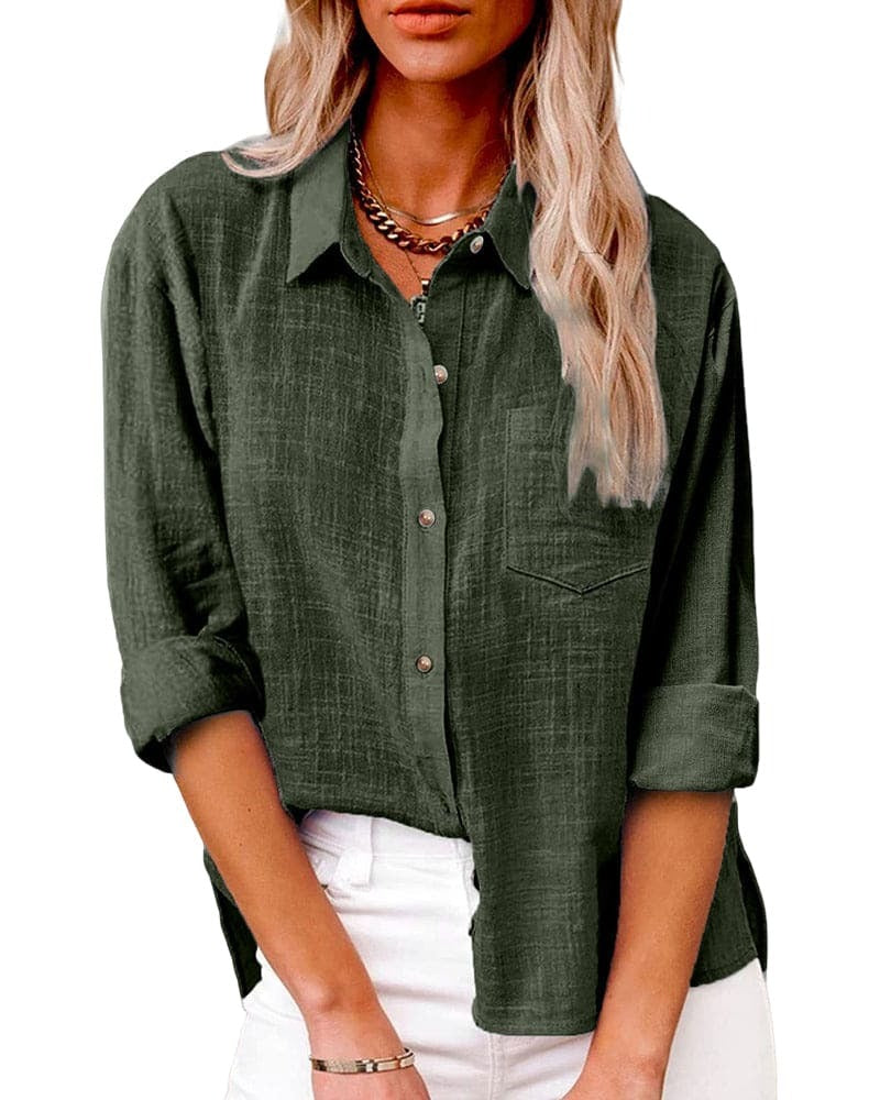 Effortless Whisper Button-Up Blouse