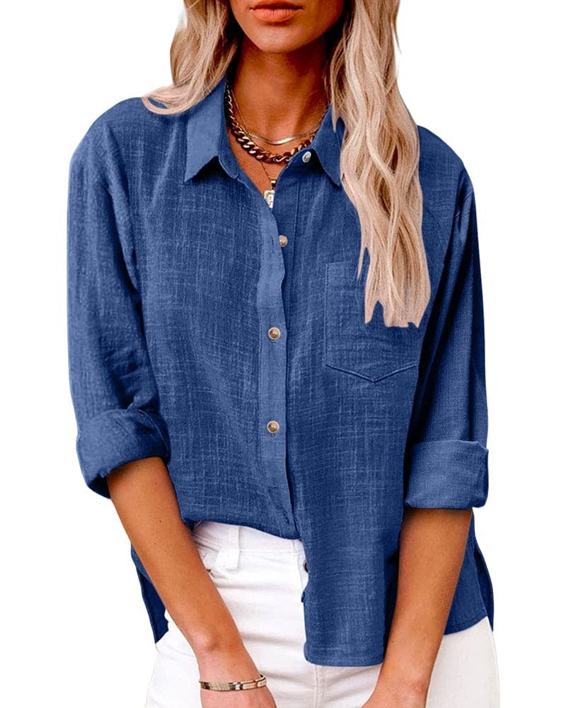 Effortless Whisper Button-Up Blouse