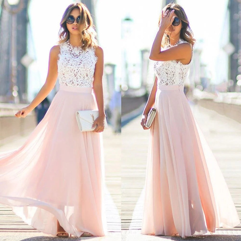 Elegant Dream Lace Bodice Maxi Dress
