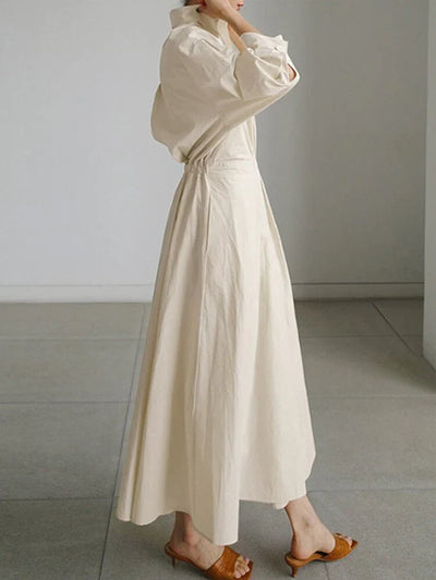 Elegant Pleated Shirt Dress