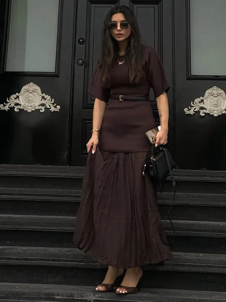 Enigmatic Grace Pleated Maxi Dress