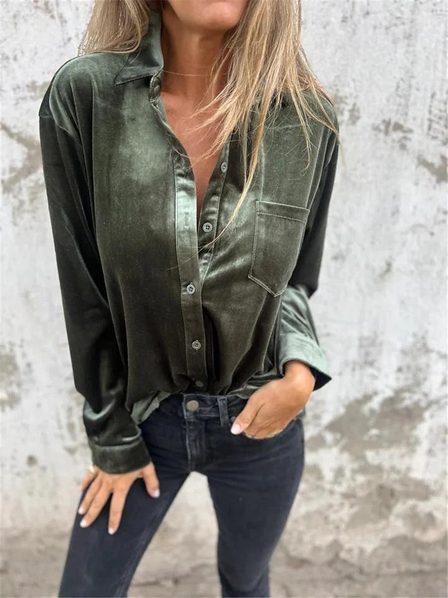 Evening Whisper Relaxed Button Blouse