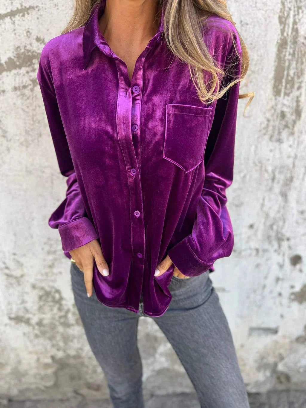 Evening Whisper Relaxed Button Blouse
