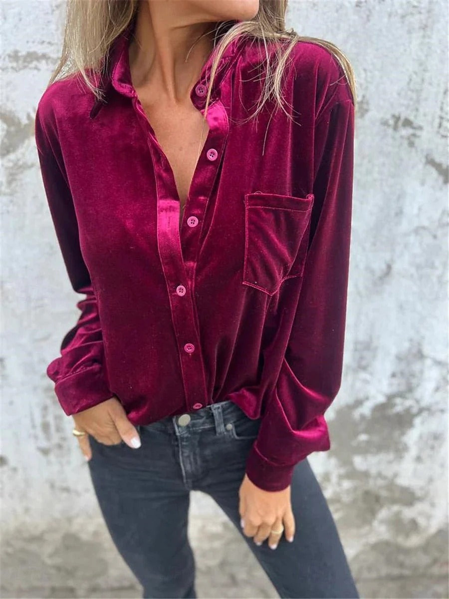 Evening Whisper Relaxed Button Blouse