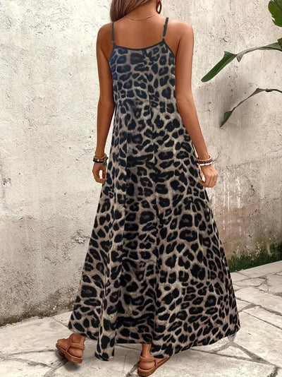 Fierce Whispers V-Neck Leopard Maxi Dress