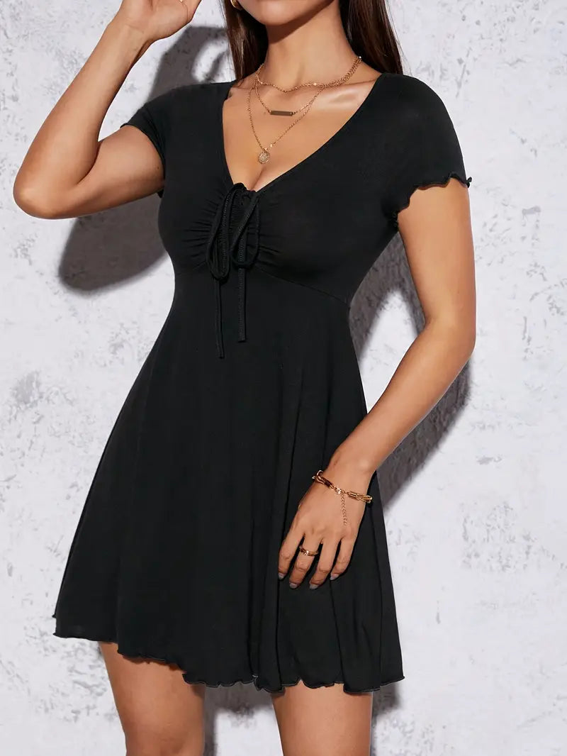 Flirted Ties Ruched Mini Dress