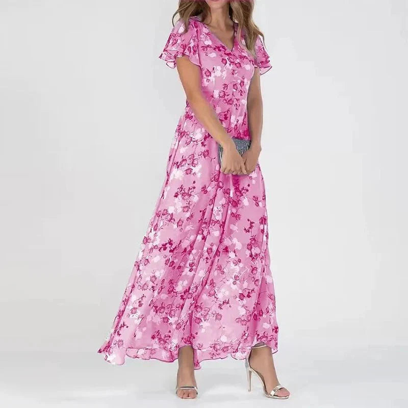Floral Flutter Maxi Dress