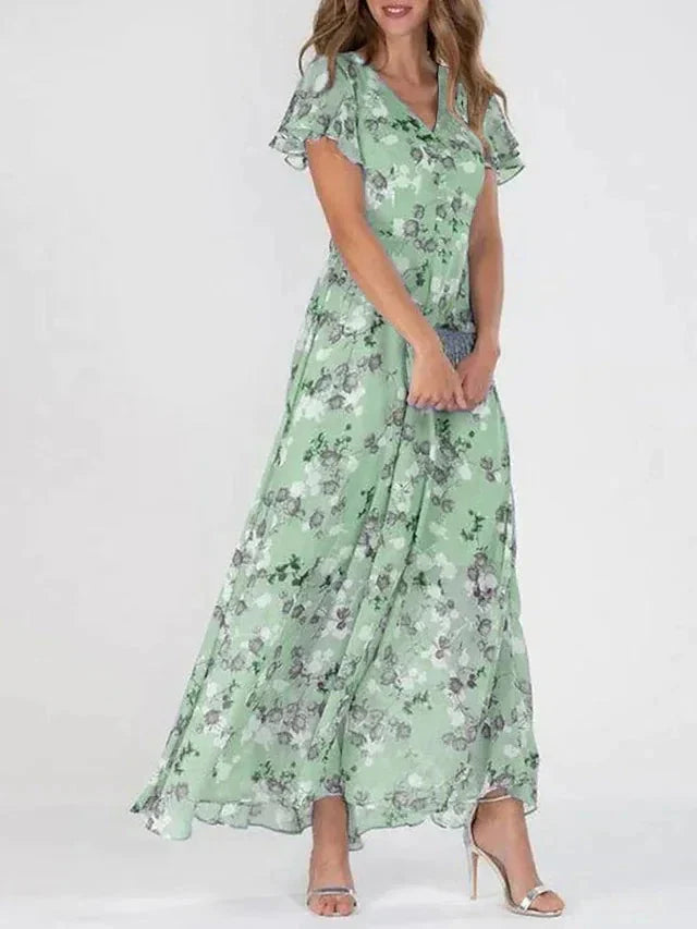 Floral Flutter Maxi Dress