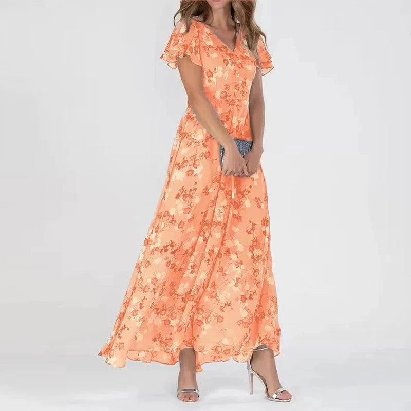 Floral Flutter Maxi Dress