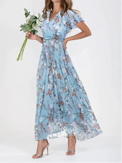 Floral Flutter Maxi Dress