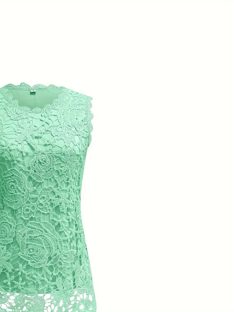 Garden Lace Rose Sleeveless Top