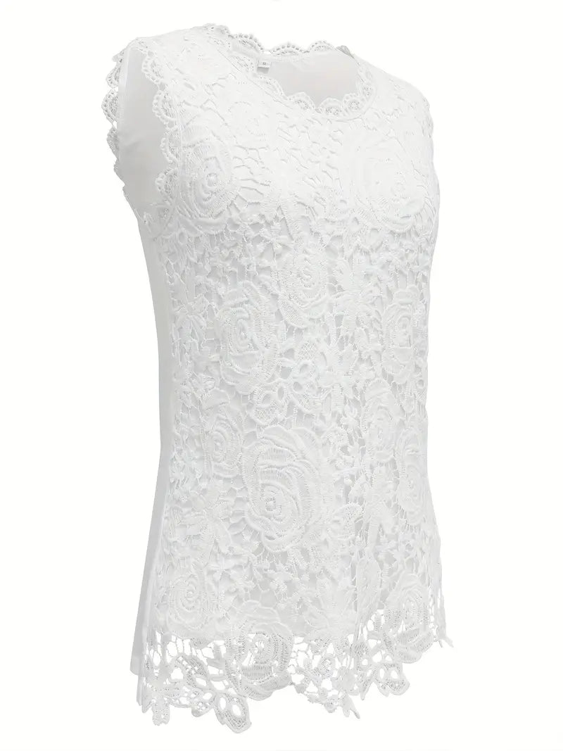 Garden Lace Rose Sleeveless Top