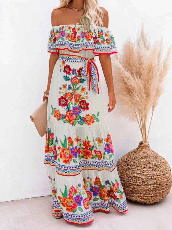 Garden Muse Off-Shoulder Maxi Dress