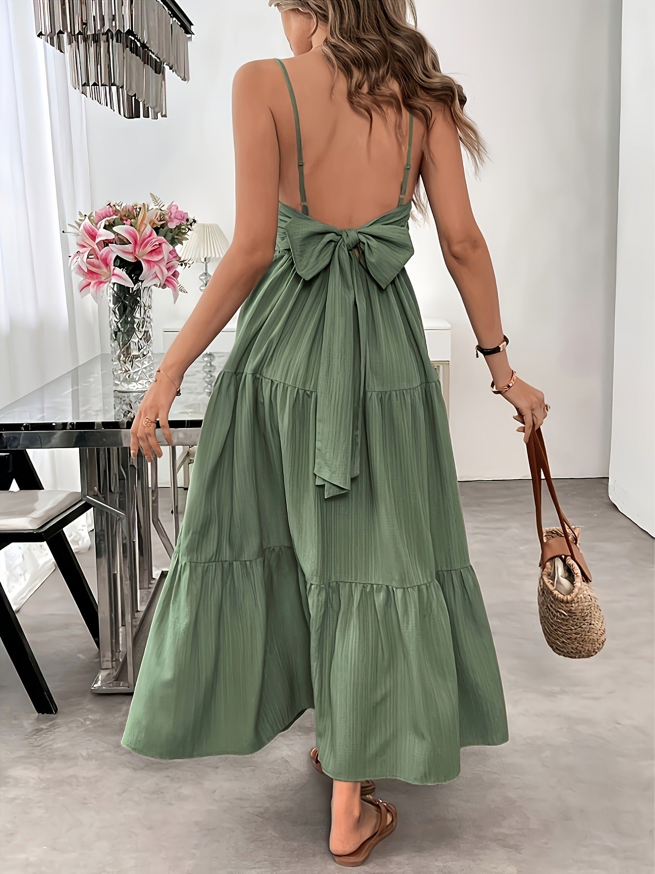 Garden Whimsy Bow-Back Maxi Dress