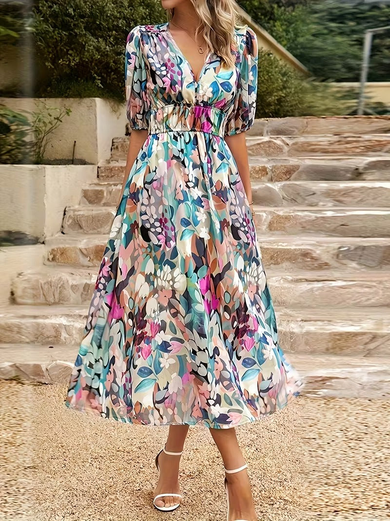 Garden Whimsy Floral Midi Dress