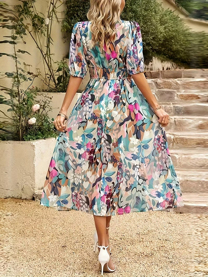 Garden Whimsy Floral Midi Dress