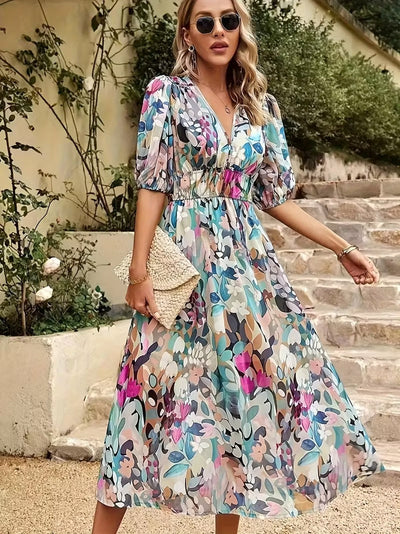 Garden Whimsy Floral Midi Dress