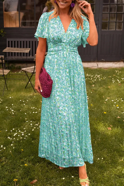 Garden Whimsy Flutter Sleeve Maxi Dress
