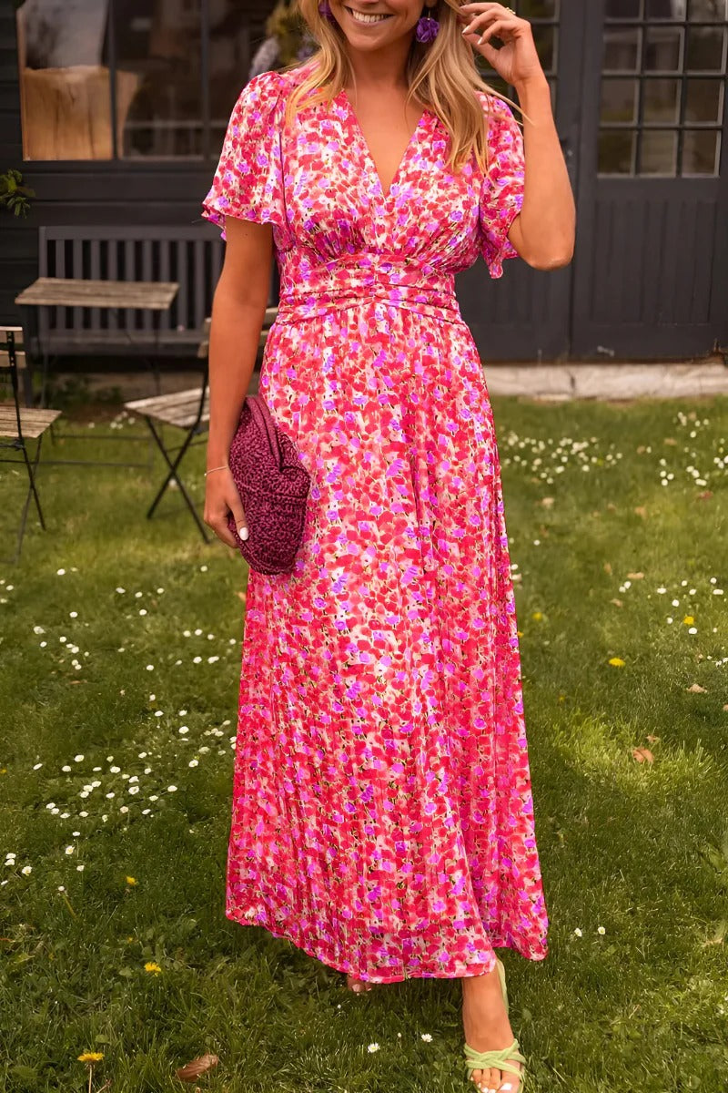 Garden Whimsy Flutter Sleeve Maxi Dress