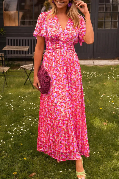 Garden Whimsy Flutter Sleeve Maxi Dress