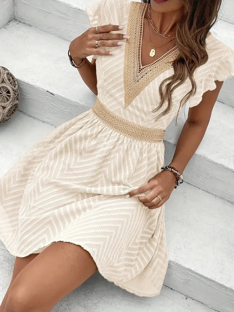 Garden Whimsy Lace-Trim Mini Dress