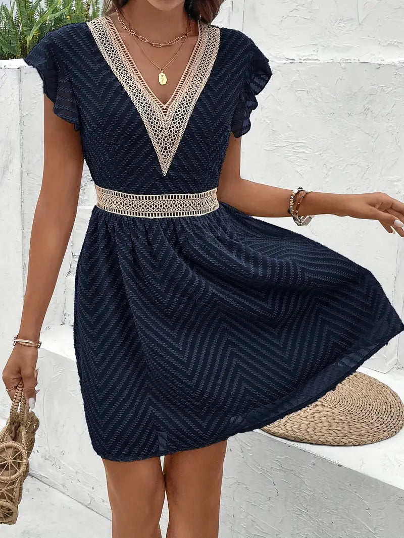 Garden Whimsy Lace-Trim Mini Dress