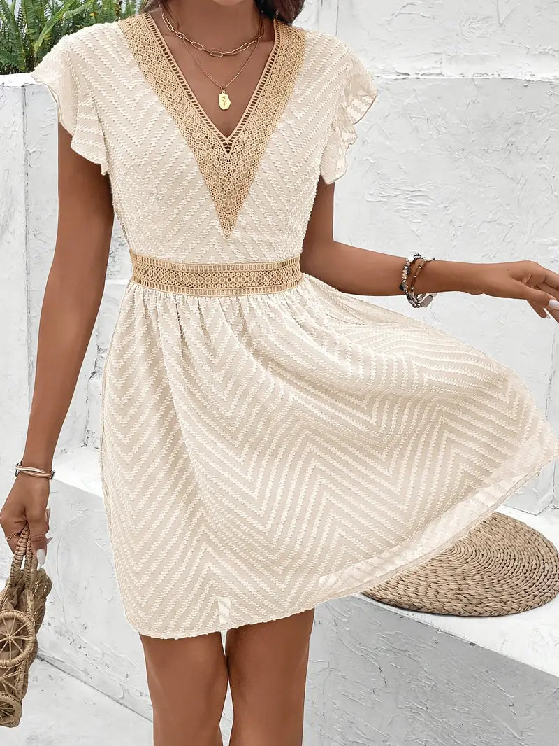 Garden Whimsy Lace-Trim Mini Dress