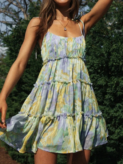 Garden Whimsy Ruffle Mini Dress