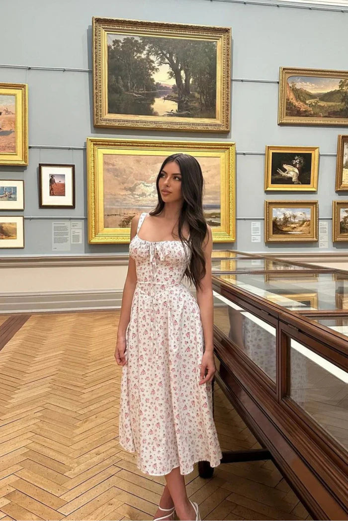 Garden Whispers Ruched Bodice Midi Dress