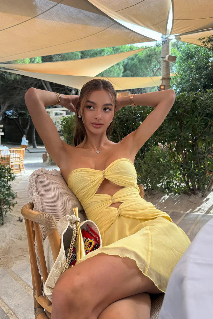 Golden Allure Cut-Out Mini Dress