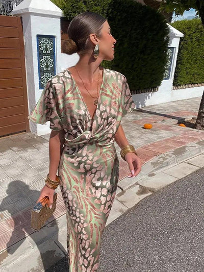 Golden Allure Elegant Midi Dress