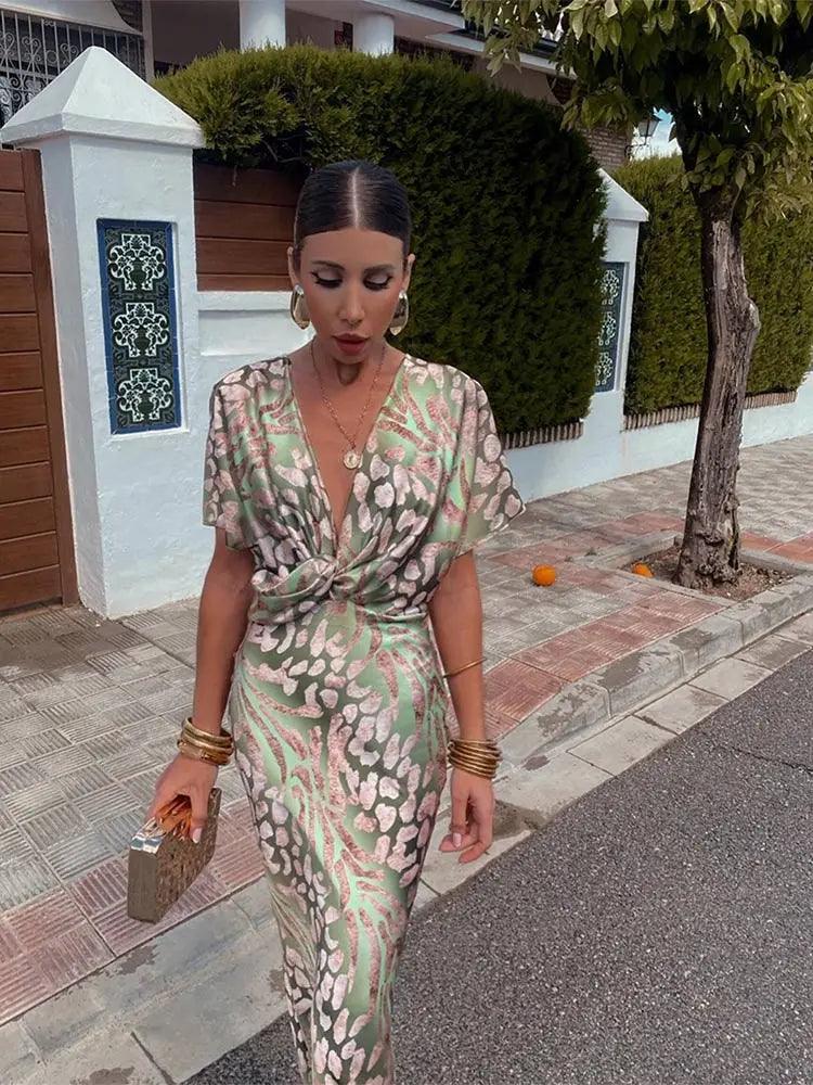 Golden Allure Elegant Midi Dress