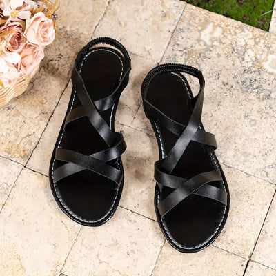 Golden Escape Cross-Strap Flat Sandals