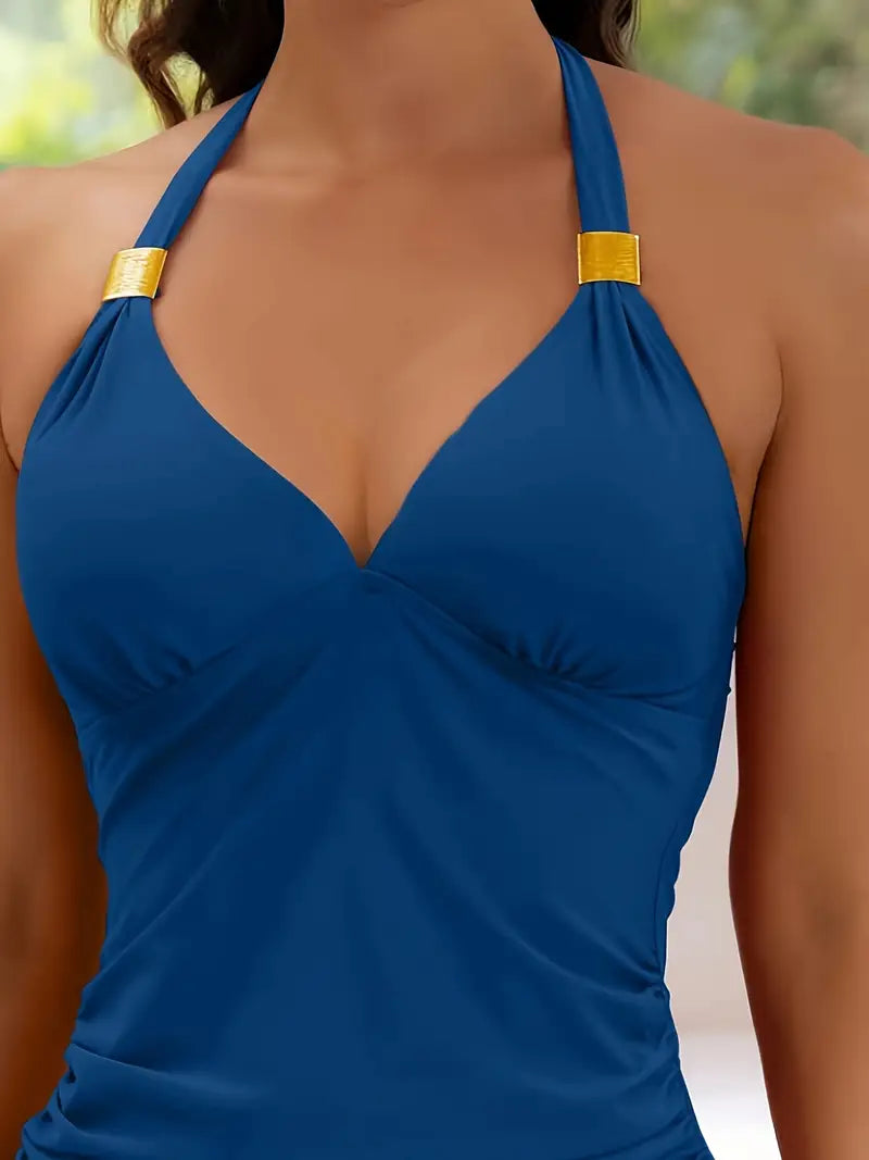 Golden Horizon Halter Tankini Set