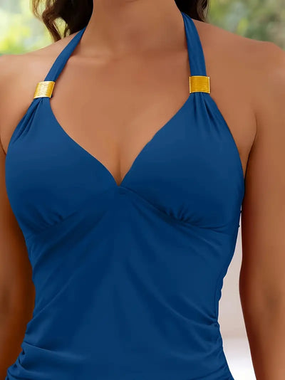 Golden Horizon Halter Tankini Set