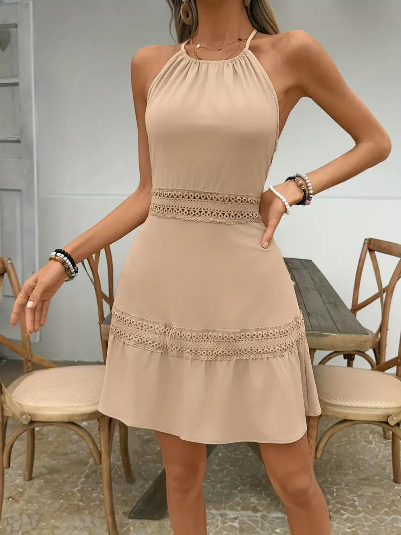 Golden Hour Backless Lace Detail Mini Dress