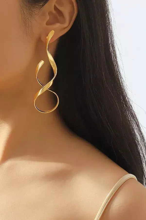 Golden Serenade Twisted Hoop Earrings