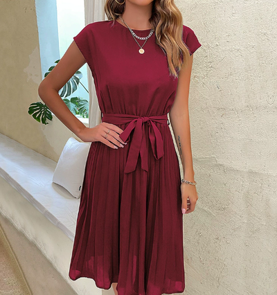 Graceful Whisper Pleated Midi Dress