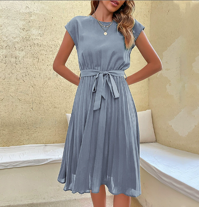 Graceful Whisper Pleated Midi Dress