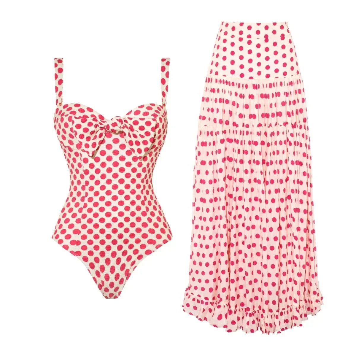 Holiday Heart-Print Swimsuit Set